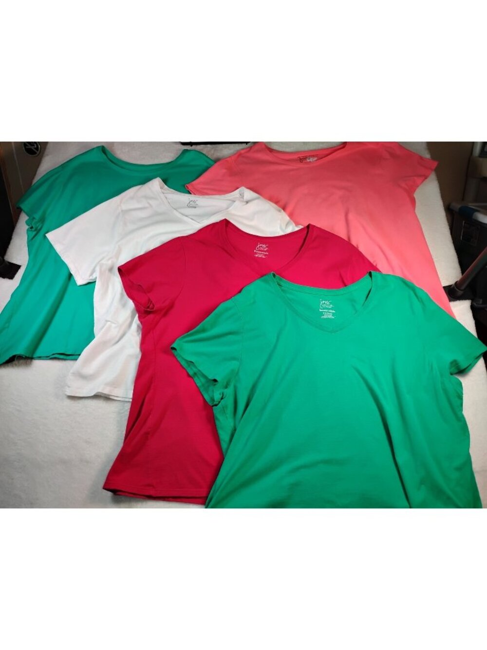 Lot Of 5 JMS T-Shirts Short Sleeve Cotton Casual Daily Green Coral Red White 3XL